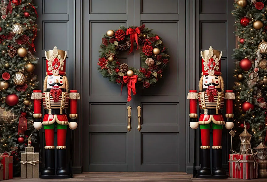 Рождественский фон Mehofond для детской фотосъемки с изображением солдатиков