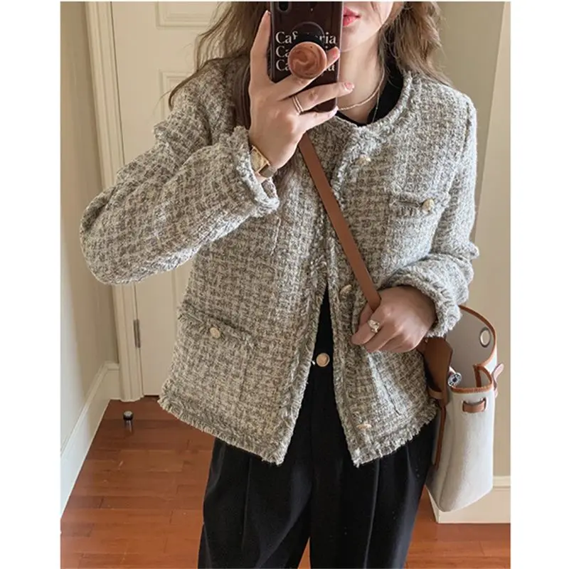 

Spring Autumn 2023 French Small Fragrance Short Coat Women's New Temperament Advanced Sense Tweed Clothes Women Jacket F131