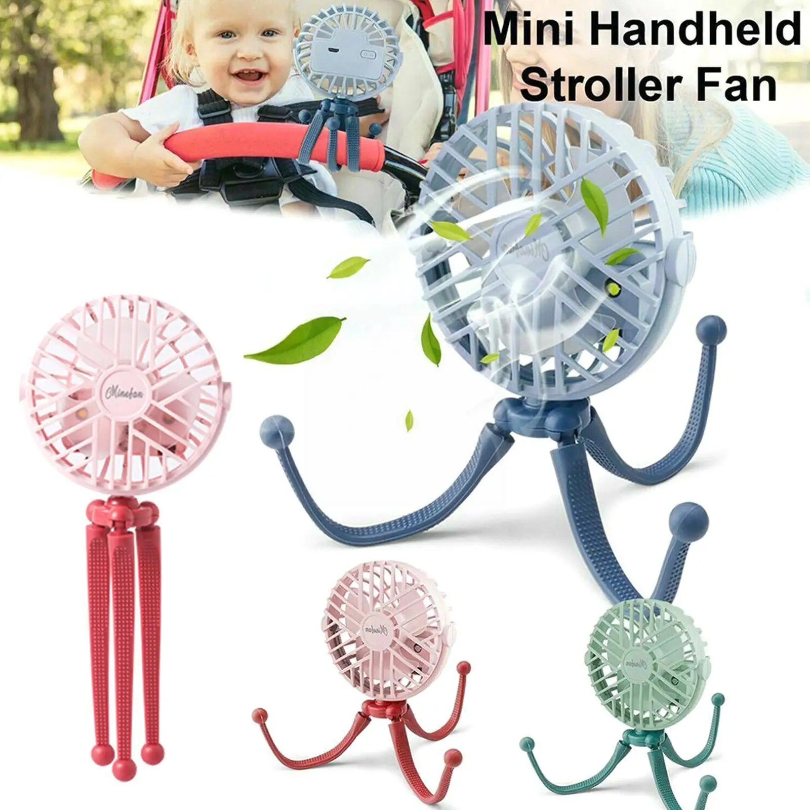 

Windable Octopus Mini Fan Handheld Baby Car Portable Rechargeable Bracket Lights Fan With Usb Desktop Night Cooling Fan T4c9