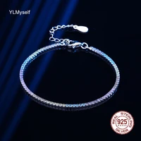 solid pure silver 1 5mm rainbow tennis bracelet 153cm length cute beautiful real 925 jewelry for girl
