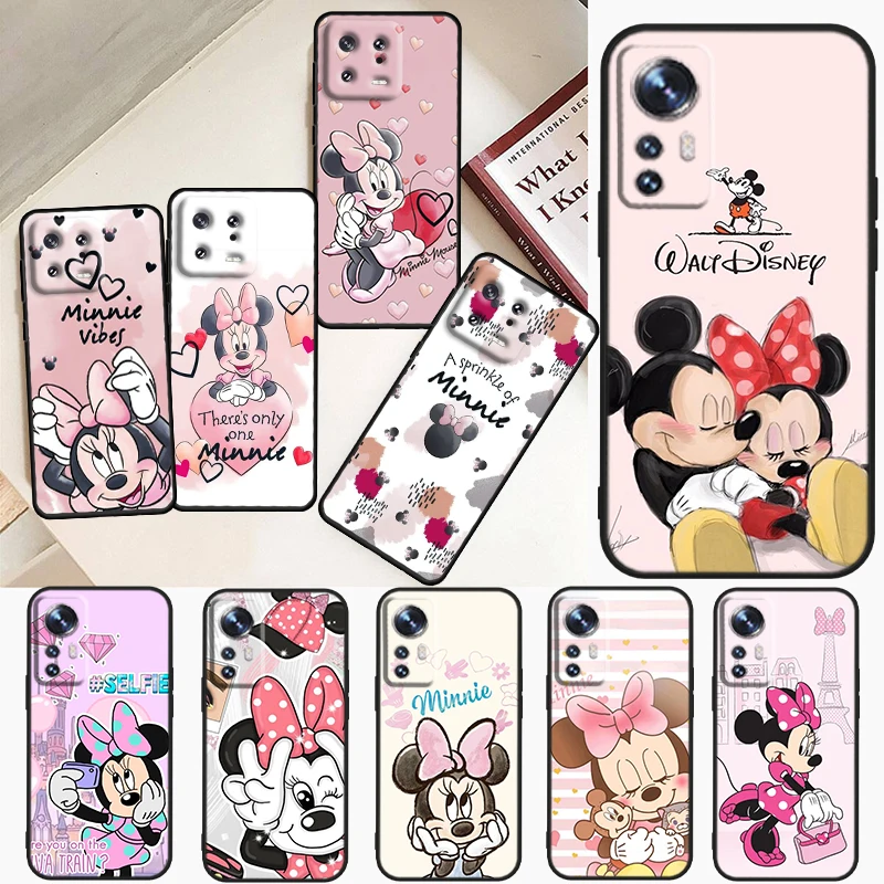 

Disney Pink Mickey Mouse For Xiaomi Mi 13 12 11 10 11T 10T 9T 9 Note 10 Ultra Pro Lite TPU Soft Silicone Black Phone Case Fundas