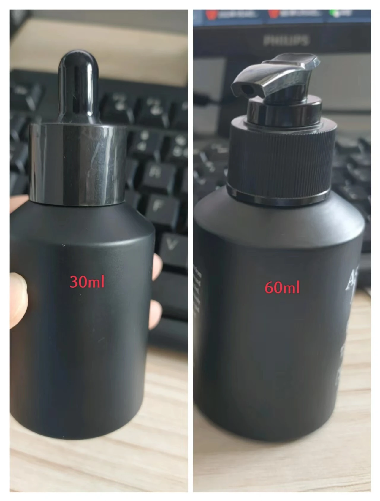 

2Pcs Frosted Matte Black Glass Spray Atomizer Bottle with Aluminum Lid 15ml 2OZ 100ml 200ML Empty Refillable Perfume Essence Kit