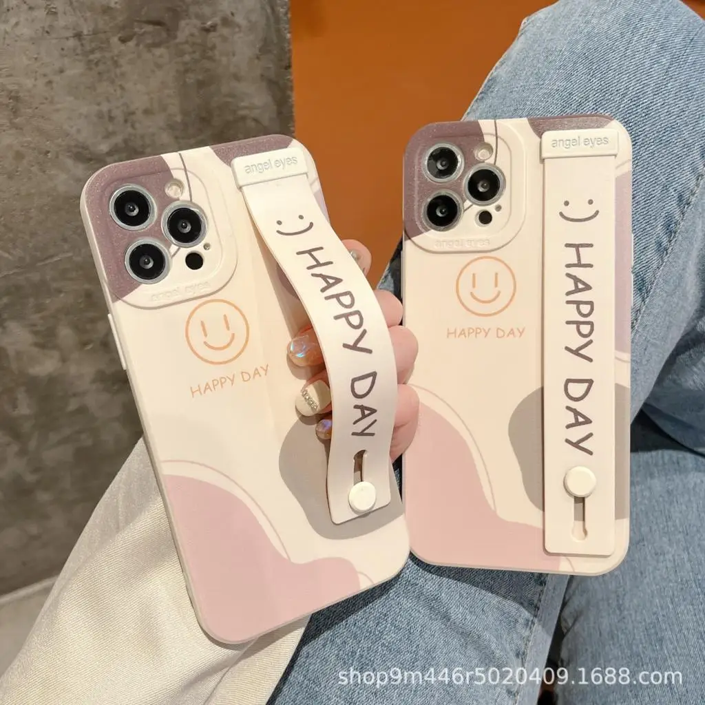 

Smiling Face Graffiti Wrist Band Phone Case For iphone 11 12 13 14 Pro Max XS X XR 7 8 Plus Fashion new products