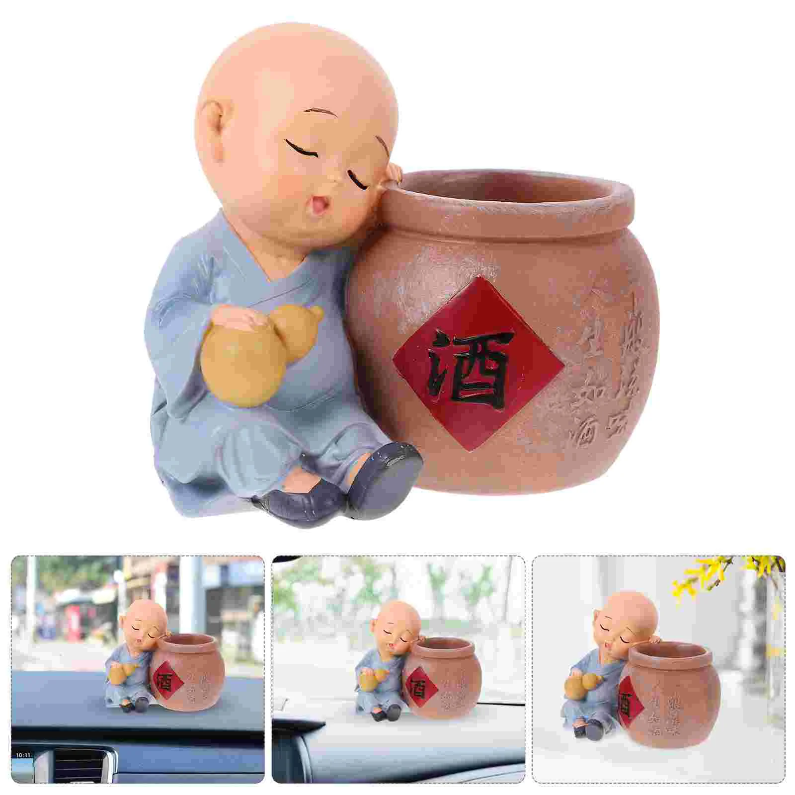 

Monk Statue Figurine Small Adornments Adorable Little Mini Garden Decorations Statues Decorative Figurines Resin Car