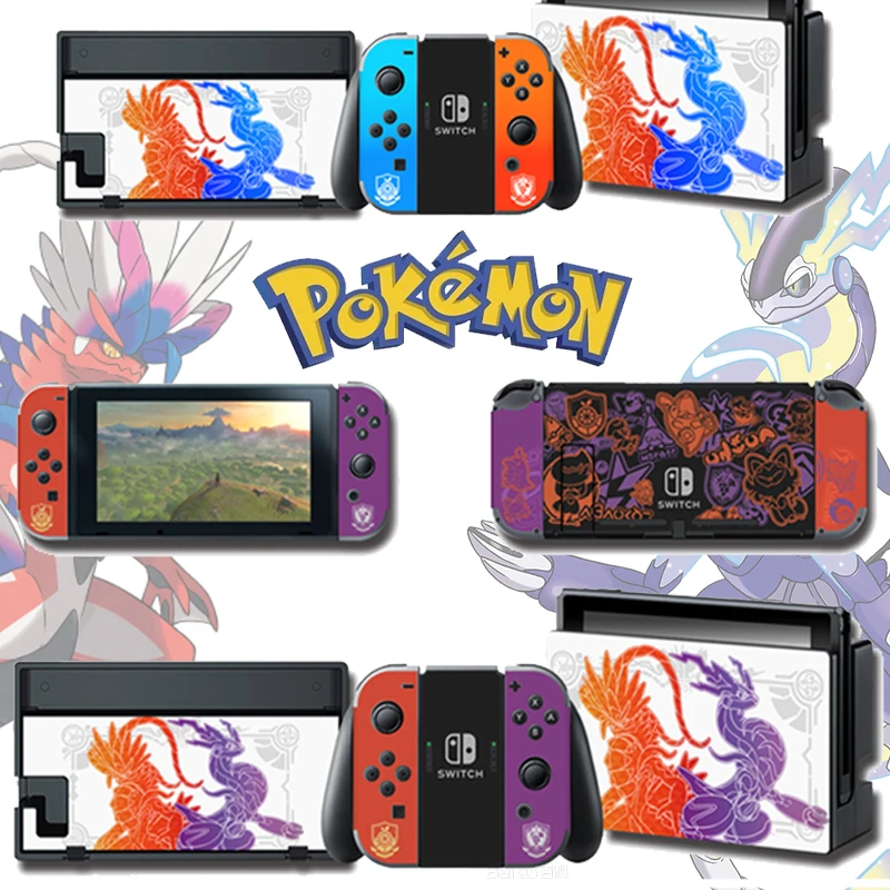 Autocollants pokémon Scarlet Violet  pour Nintendo Switch OLED et NS  Protection de Base pour