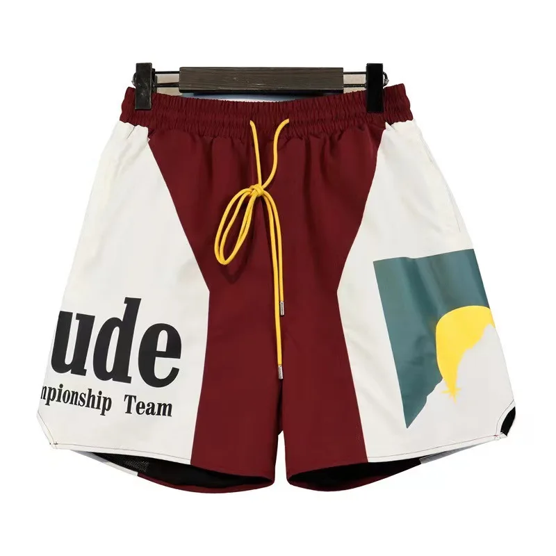 

New Novelty 2023 High Men Comfortable Classic Rhude Skateboard Street Cotton Casual Shorts Kanye Hip-hop Parkour #282