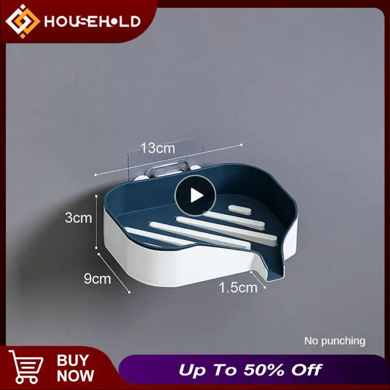 

Bathroom Double-layer Large Soap Box Contrast Color Self Adhesive Toilet Drain Soap Box Punch-free Soap Box Bathroom Supplies