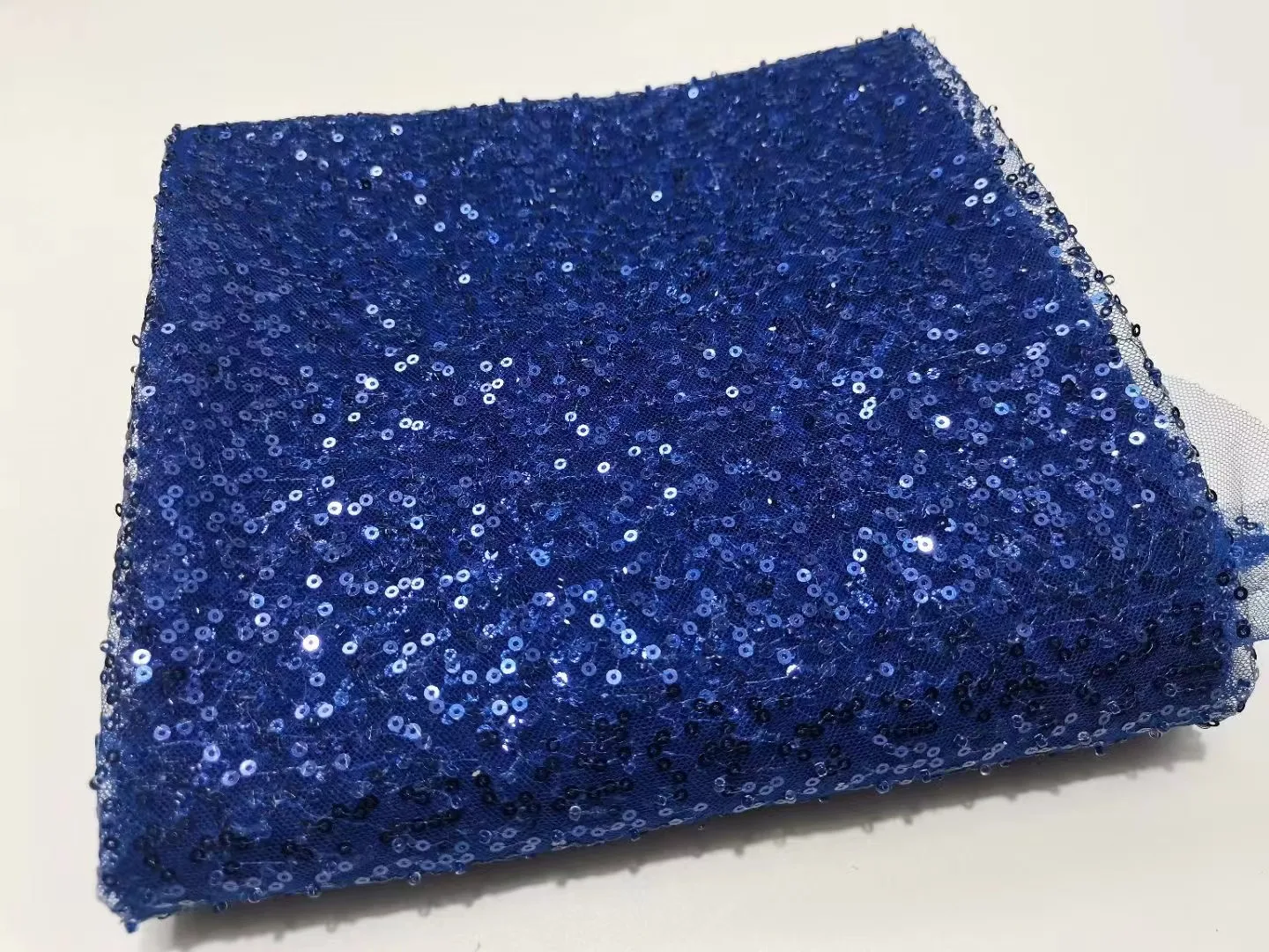 

Royal blue Sequins African French Lace Fabric 2022 High Quality Tulle Lace Material Bridal For Nigerian Wedding Dress 5 yards