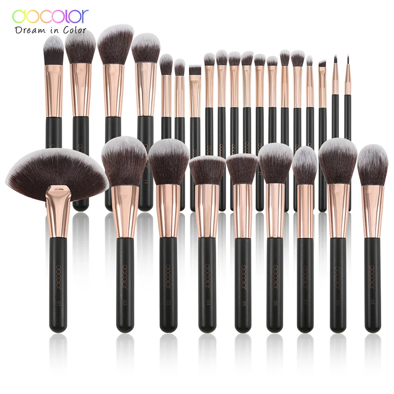 

Docolor Rose Gold Makeup brushes set Professional Foundation Powder Contour Eyes Blending Make up brush Beauty Cosmetic Brushes