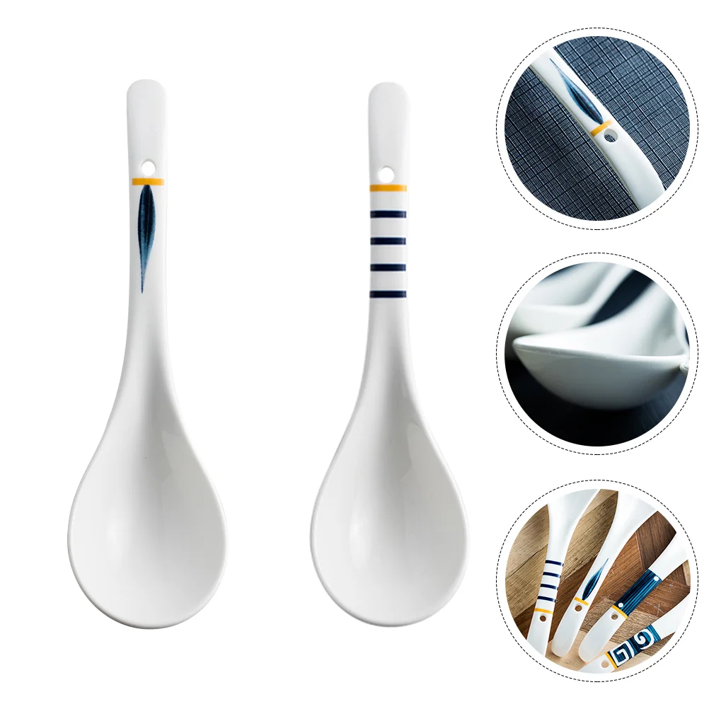 

Spoon Soup Spoons Ladle Ceramic Kitchen Asian Japanese Scoop Ramen Serving Porcelain Chinese Dipper Porridge Pho Sauce Rice