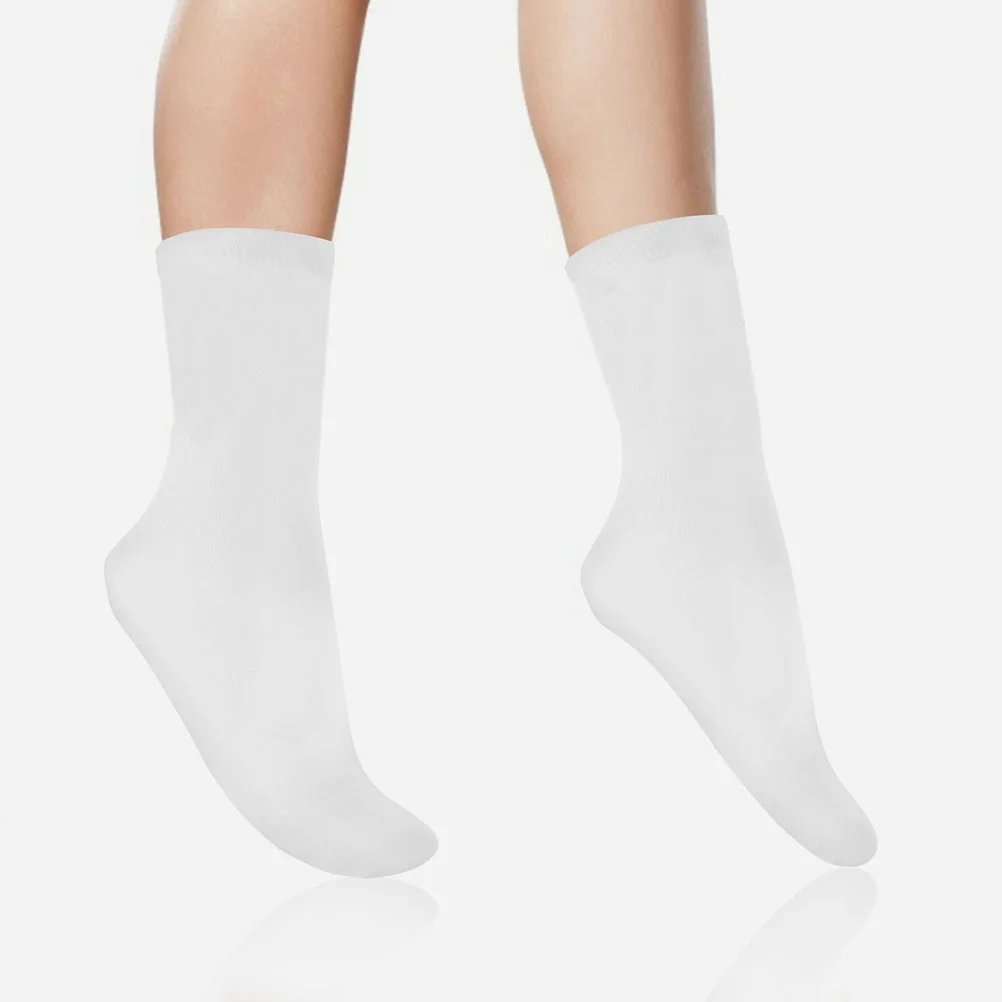 6 Pairs Sublimation Socks White Cotton Double-sided Printing Blank Straight DIY