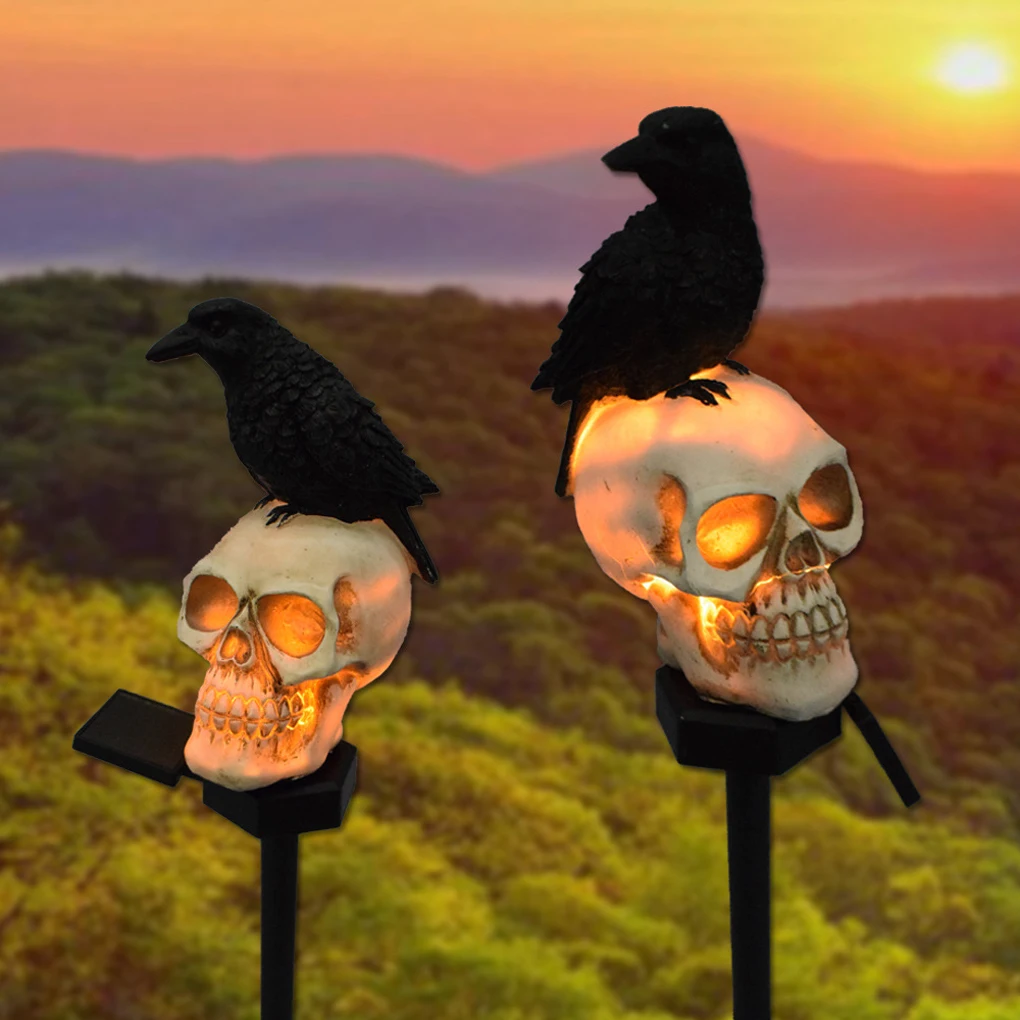 

Solar Lights Halloween Lamp Waterproof Garden Fence Resin Patio Lighting LED Sunlight Street Stair Grimace Horror