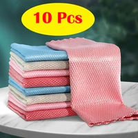 5pcs glass cleaning cloth anti grease kitchen microfiber clean towel cloths fish scale cloth cleaning towel for dish cleaning