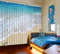 printing fabric curtain beach scenery curtains for living room bedroom home decor modern children girl and boys cortinas