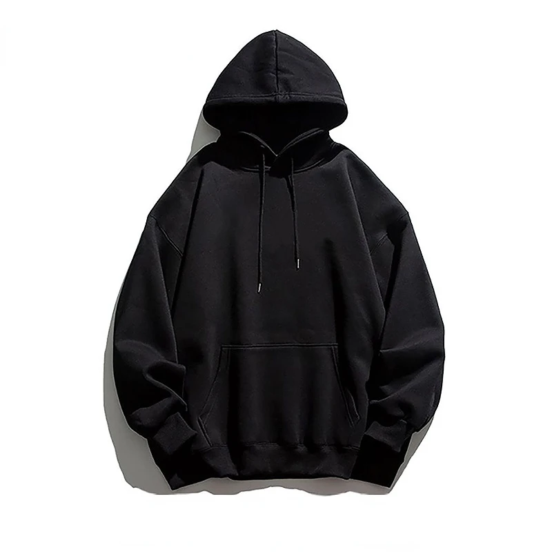 

Мужская теплая толстовка с капюшоном, однотонный пуловер с капюшоном и спущенными плечами, утепленная одежда в Корейском стиле