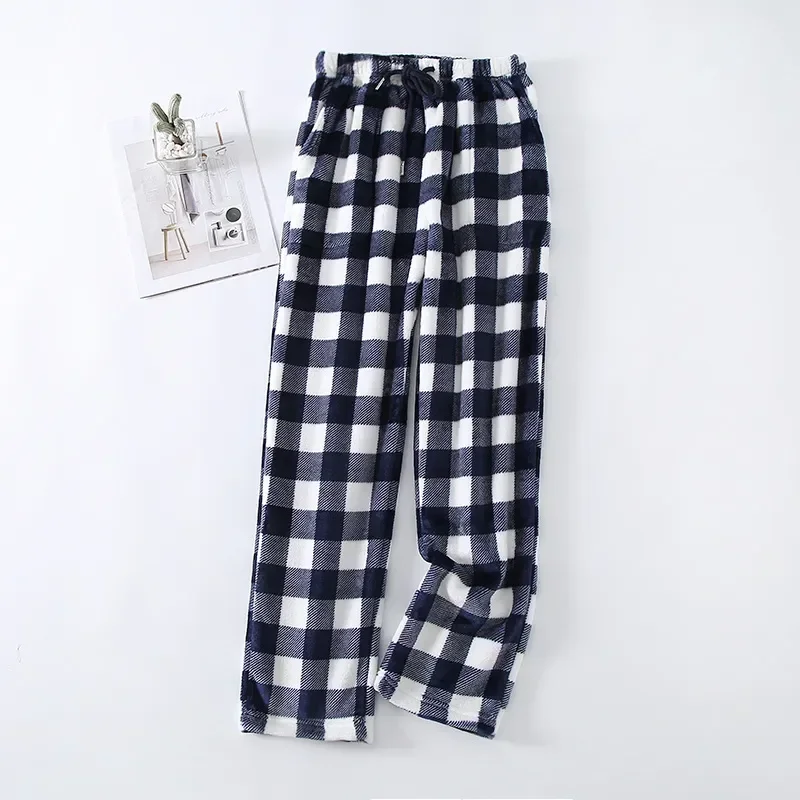 

Pant Flannel Sleepwear Warm Sleep Bottoms Casual Trousers Fdfklak Coral For Loose Wear Fashion Pajamas Home Fleece Plaid Women
