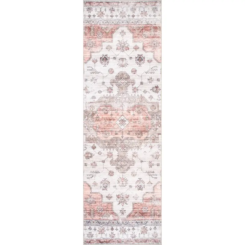 

Machine Washable Vintage Runner Rug, 2'6" x 8', Beige, Faded Look