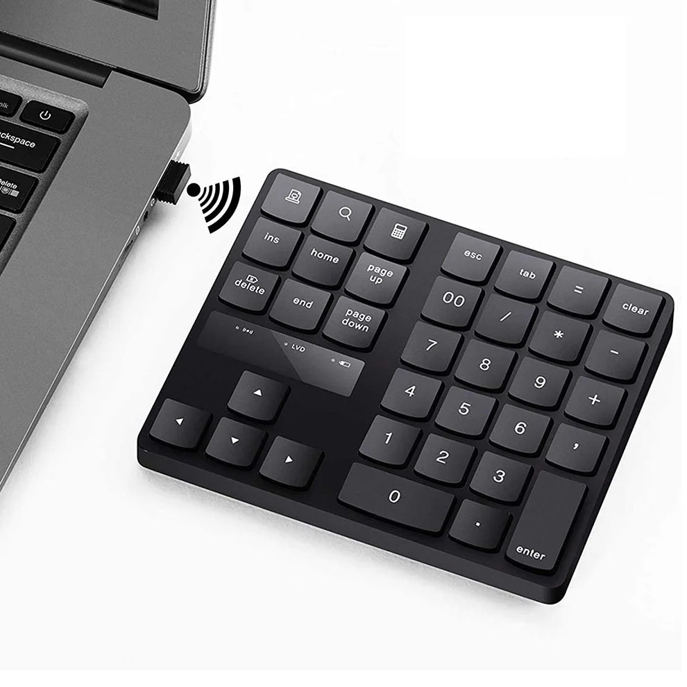 

Wireless Numeric Keypad 2.4G Number Pad 35-Keys Financial Accounting Rechargeable Number Keyboard for Laptop Desktop PC Notebook