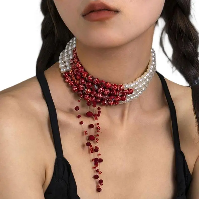 

Dripping Necklace Vampire Accessories For Women Blood Dripping Necklace Gothic Vampire Bite For Accessory Halloween