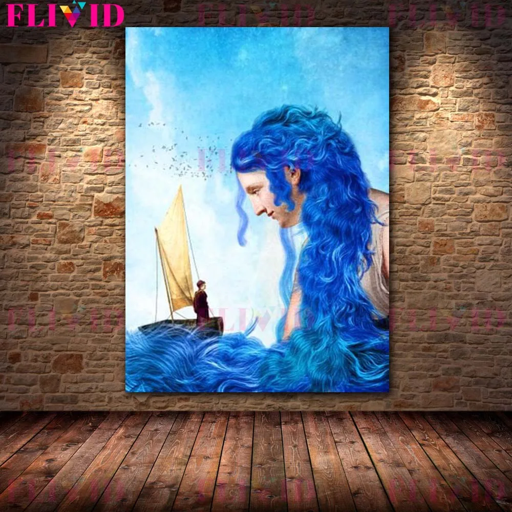 

Vintage Sexy Angel Demon Girl Ostrich Wall Art Canvas Painting Home Decor Posters and Prints Wall Pictures For Living Room