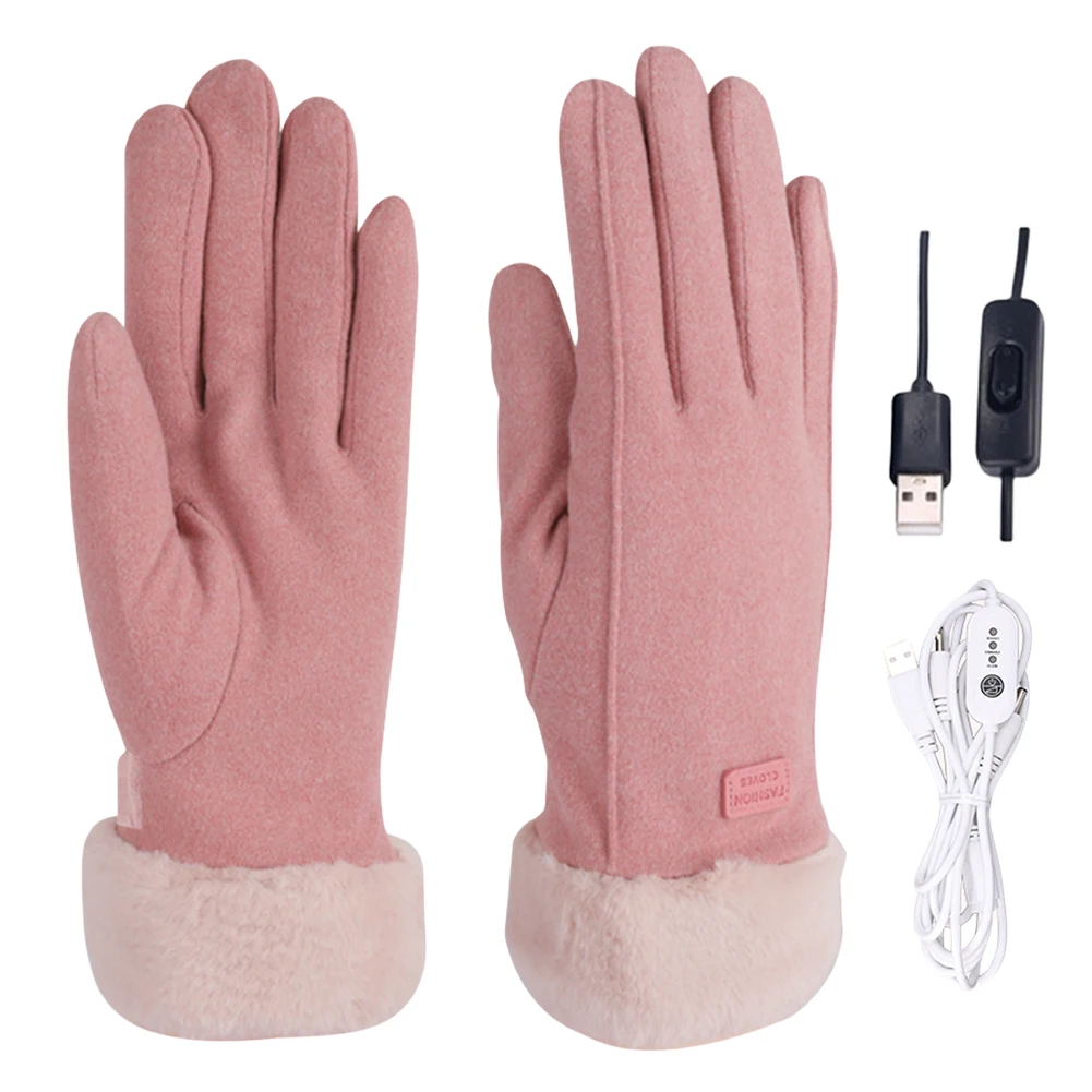 

Motorcycle Winter Heated Gloves USB Rechargeable Motorbike Racing Riding Gloves Thermal Windproof Gloves for Girls Skiing Riding