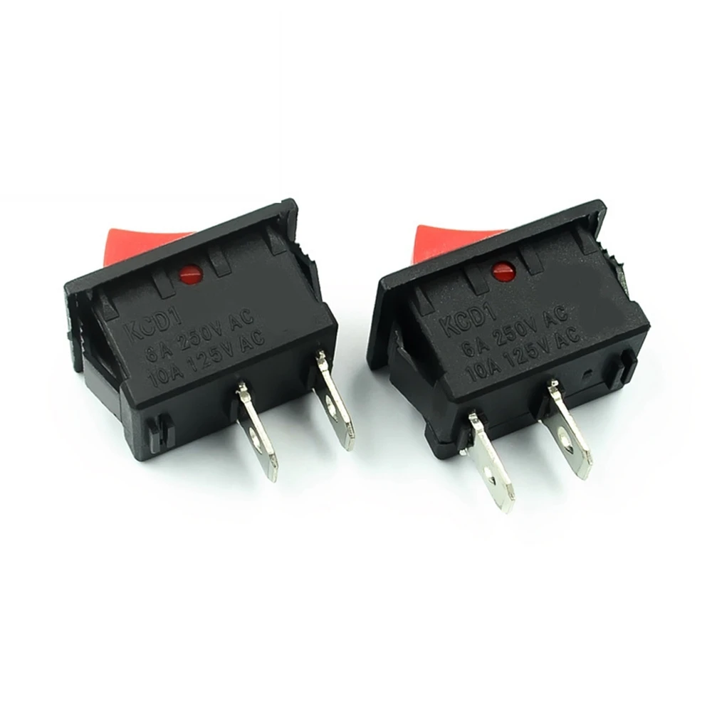 10PCS On-Off KCD11 2Pin 2P Black Red Boat Car Rocker Switch 3A 250V 6A 125V AC Button KCD1-11 10X15 KCD117