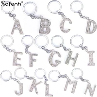 26 letters fashion new crystal rhinestone alphabet keyring initial letter key ring chain unisex keychain free shipping