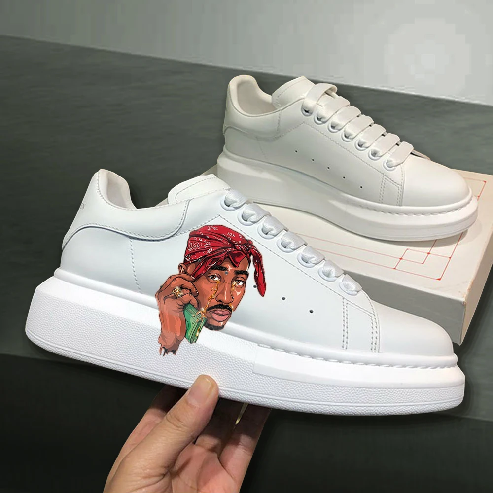 Rapper 2pac Sneakers Fashion Men Women casual Shoes Male Platform Sneakers Girls Casual kateboarding Shoes flats 3D graffiti