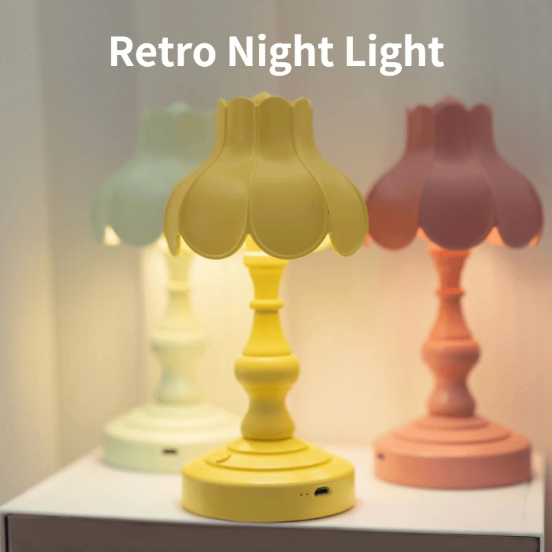 

Retro Night Light USB Charging Bedside Bedroom LED LUZ Ornaments Room Decoration Lamp Gift Luminaria Lampara De Noche Dormitorio