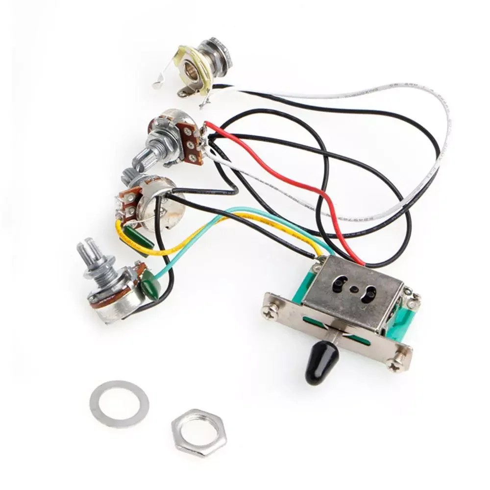 

5-Way Switch 250k Pots Knobs Wiring Harness Pickup for Strat Guitar