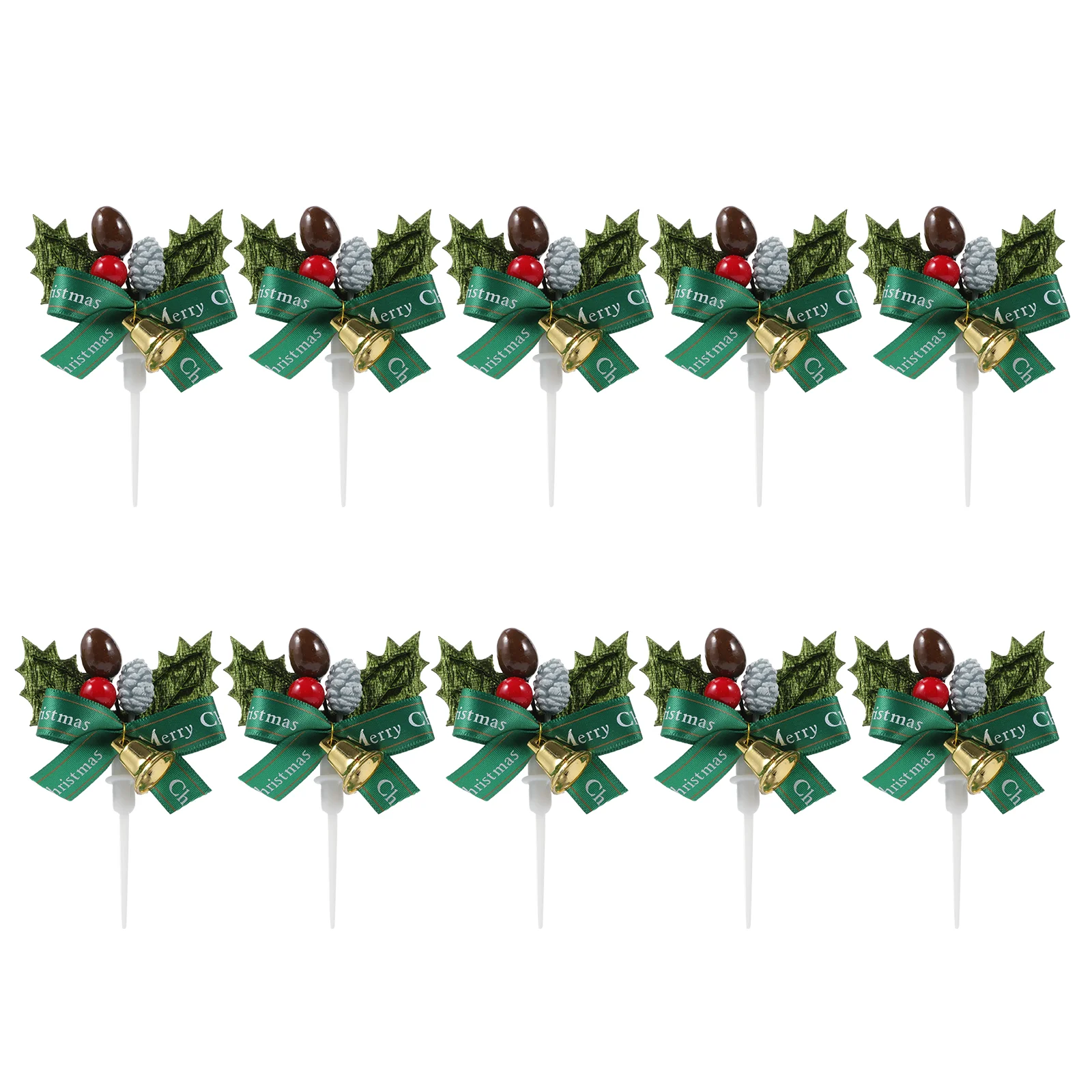 

10Pcs Christmas Party Festive Christmas Bell Berry Cake Decorations