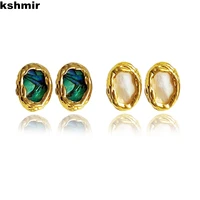 kshmir 2022 new geometric oval earring for women irregular earring shell earring for women accessories gift