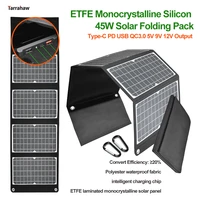 etfe monocrystalline solar folding pack 45w photovoltaic cell type c pd usb qc3 0 5v 9v 12v output outdoor pv plate fast charger