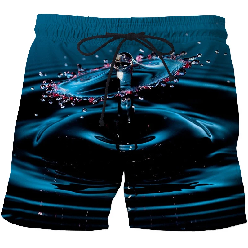 

3D water drop effect printing summer men's and women's shorts seaside vacation beach shorts fashion street art pattern