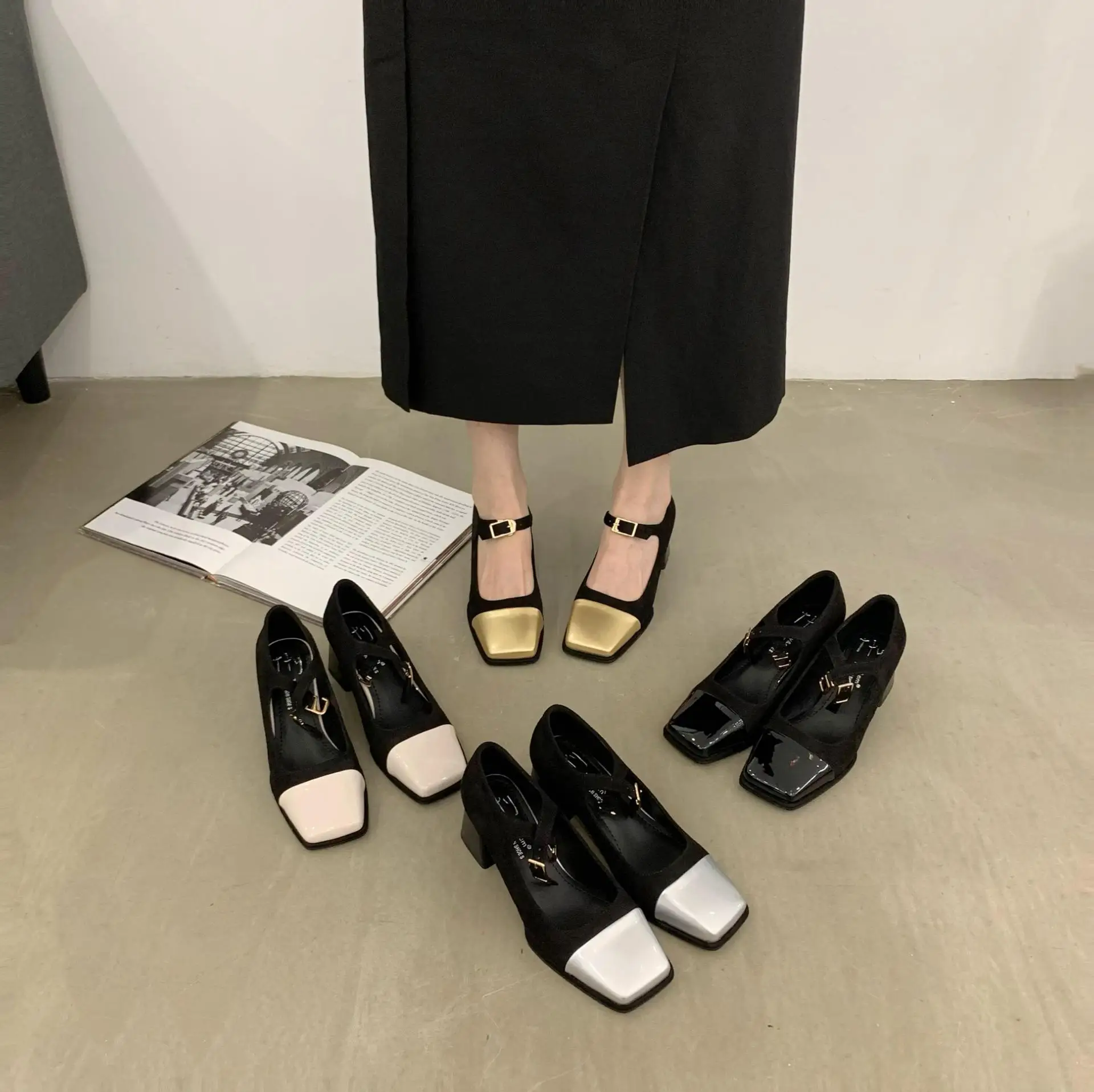 

Туфли женские с квадратным носком, повседневные кроссовки, платформа, элегантная обувь, лето-осень 2022