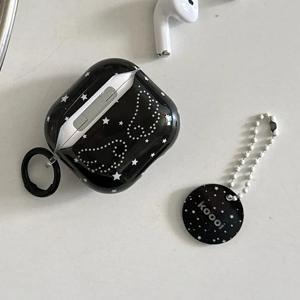 Черный гладкий мягкий чехол для наушников Airpods 4 2024 с милыми крыльями ангела и звездами, подвесной чехол для Airpods Pro 2 1 2 3 поколения (art.: 3920d142dfe7c) - 3920d142dfe7c