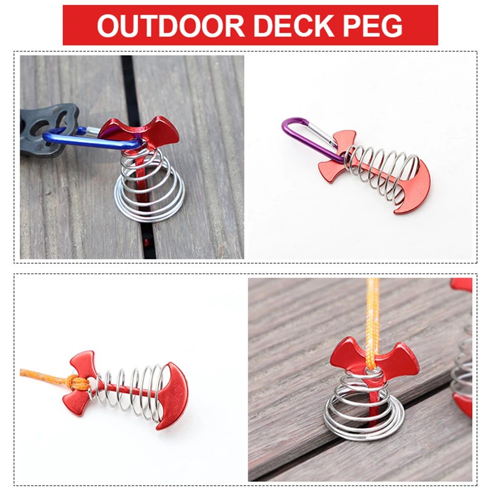 

Hot Alloy Tent Pegs Rope Buckle Adjustable Plank Floor Spring Fishbone Anchor Awning Deck Stakes Fixed Nails Camping Tent Hooks