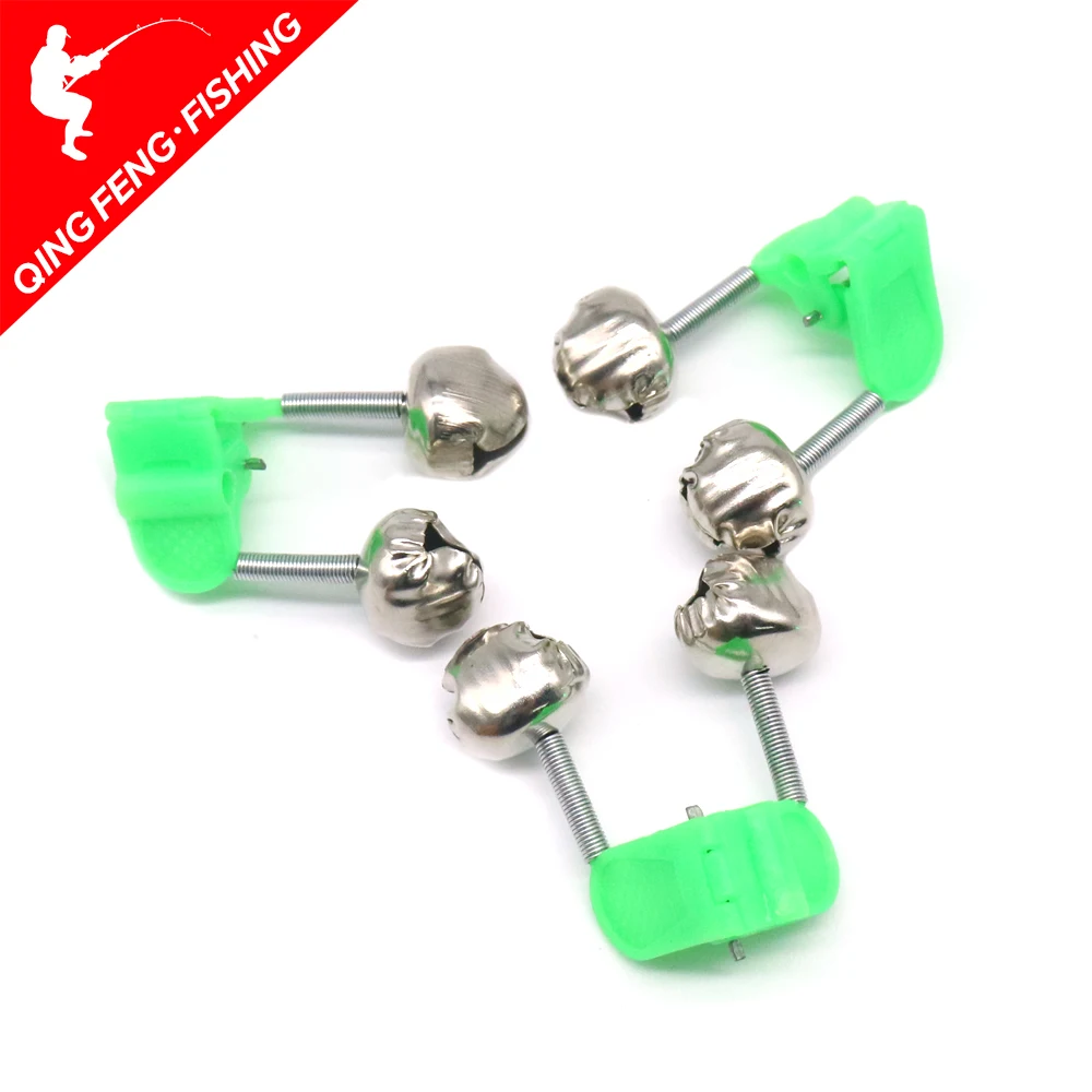 

5PCS Fishing Bite Alarms Fishing Rod Bell Rod Clamp Tip Clip Bells Ring Green ABS Fishing Accessory Outdoor Metal