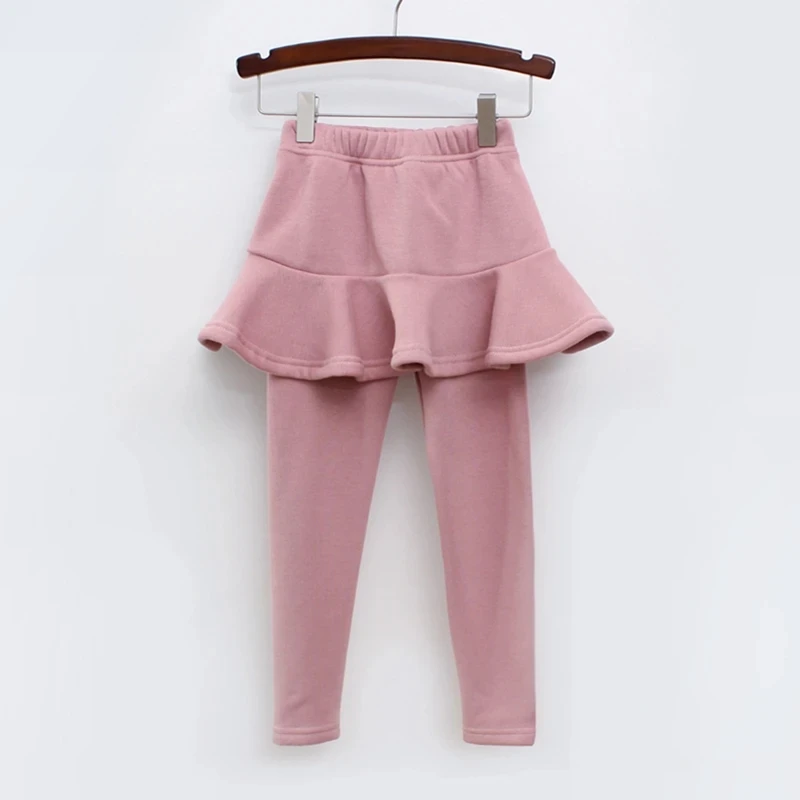 Autumn Winter Girls Leggings Kids Pants Cotton Trousers Children's Clothing Solid Color Warm Leggings Baby Girl Skirt-Pants