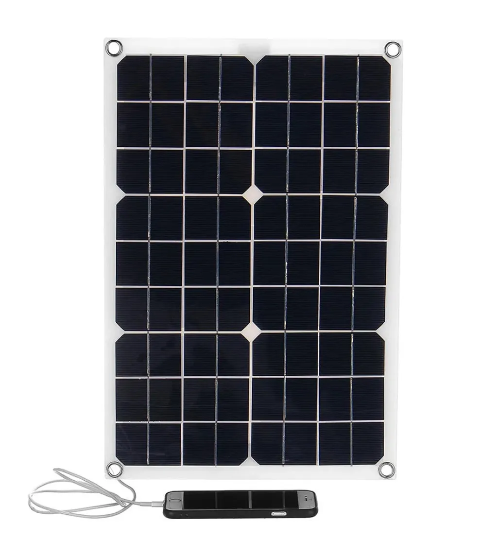 Monocrystalline Flexible Solar Panel 18v 20w Portable battery phone charge For RV boat Trailer motorcycle battery deep circula