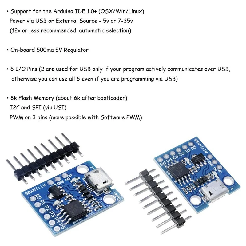5 шт. Attiny Attiny85 Digispark Kickstarter Micro-USB макетная плата модуль для Arduino IIC I2C TWI SPI с низкой