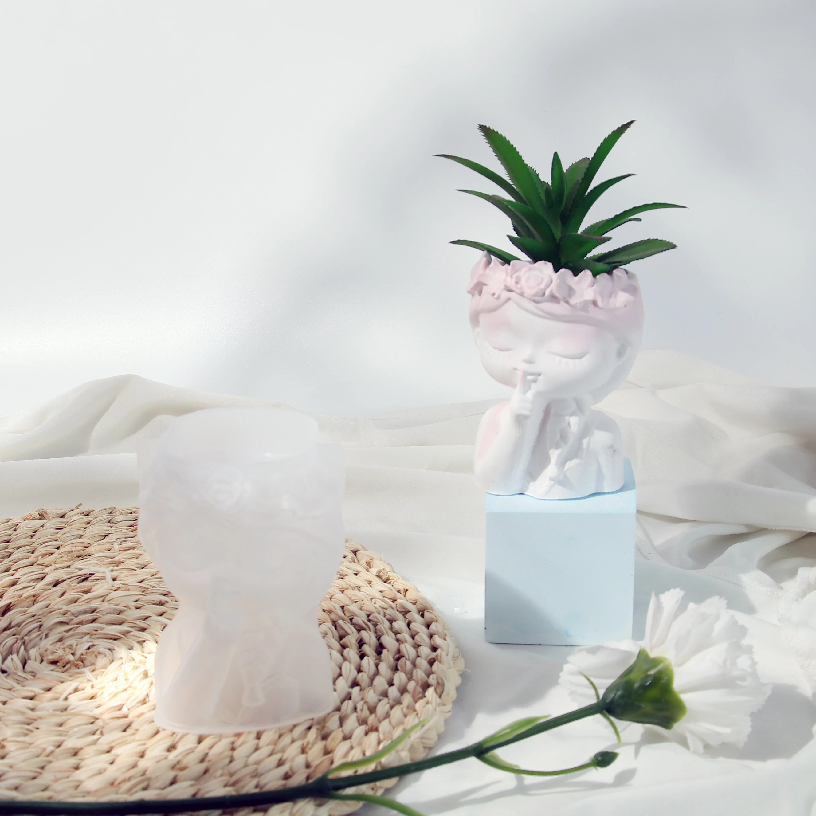 3D силиконовая форма для цветочного горшка девочек эпоксидной смолы в виде чашки