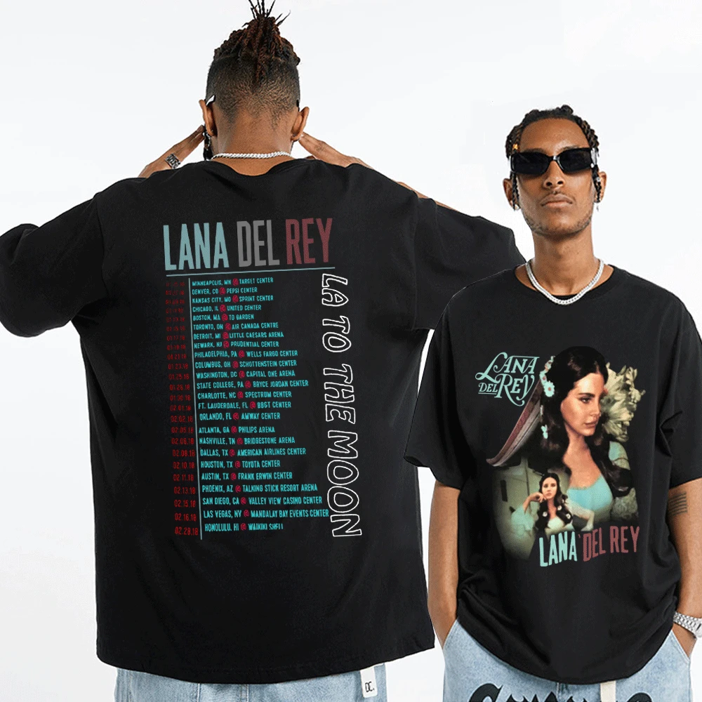 

90s Singer Lana Del Rey La To The Moon Tour Print T Shirt Casual Vintage Hip Hop T-shirt Streetwear Fashion Harajuku Tee Shirt