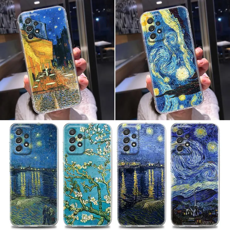 

Clear Case For Samsung Galaxy A52 A51 A53 A72 A71 A73 A32 A31 A22 A11 Soft Cases Cover Van Gogh Starry Night Sunflower Painting