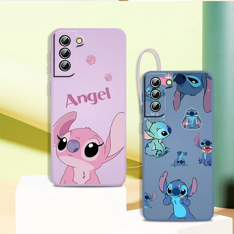 

Hot Lilo & Stitch Disney Phone Case For Samsung Galaxy S21 S22 Pro S20 FE S10 Note 20 10 Plus Lite Ultra Liquid Rope Cover