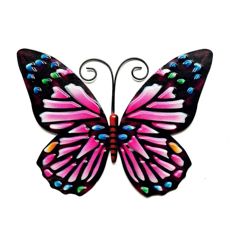

3D Metal Butterfly Decor Inspirational Sculpture Wall Deco For Outdoor Garden Decoration Animal Miniatures Statues Artwork 2021