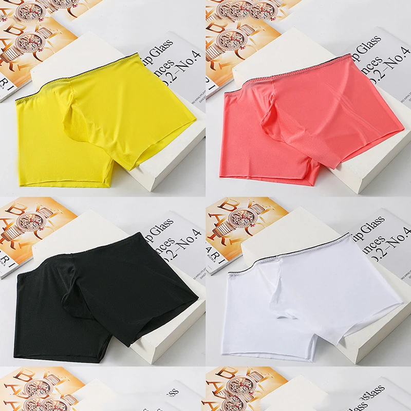 4Pcs/Lot New Style Men's Ice Silk Underwear Spring Summer Men's Boxer Pants Quick Drying Breathable Thin Sexy Men's Underwear