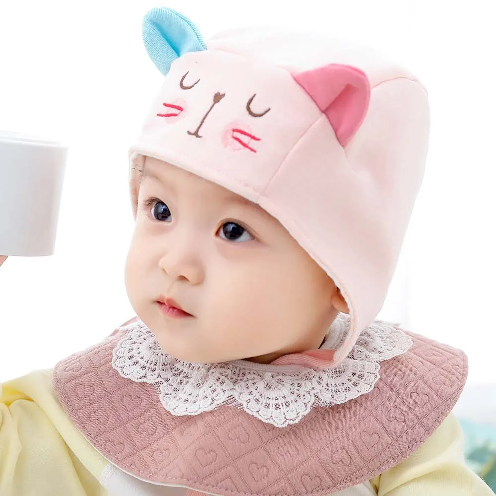 

Newborn Baby Hats Toddler Girls Boys Cartoon Cat Dog Embroidery Hats Toddler Casual Winter Caps