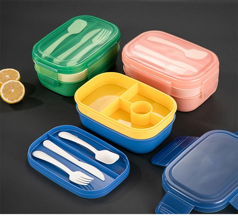 

School/work/dormitory/picnic Food Container Microwave Heating Bento Box Students Fruit Sauce With Tableware Lunch Box Salad Box