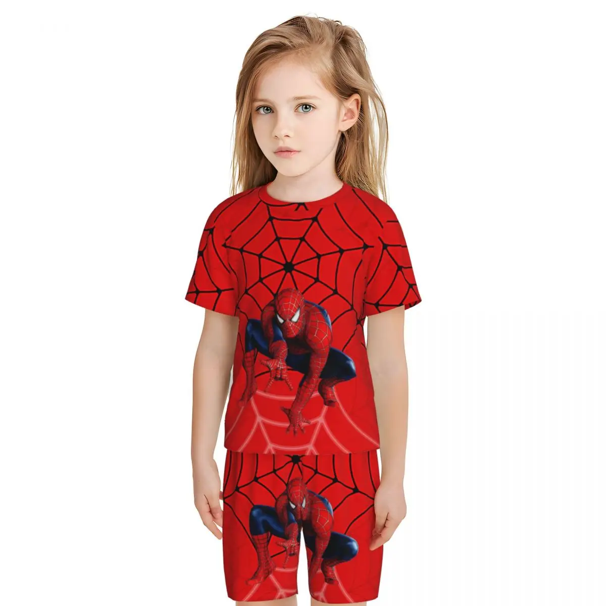 Новый летний пижамный комплект Marvel SpiderMan размера плюс 4XL для мальчиков и девочек